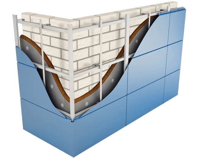 Финишная отделка для фасада на подсистеме из алюминия