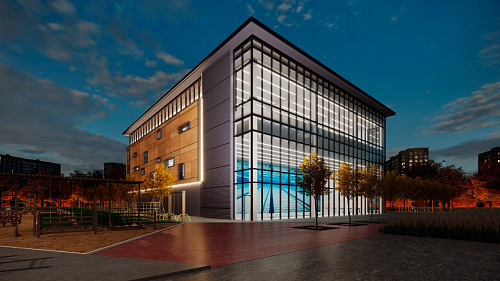 Фасад из алюминиевых композитных панелей